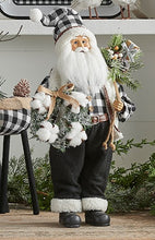 Load image into Gallery viewer, 18" Black and White Buffalo Check Santa
