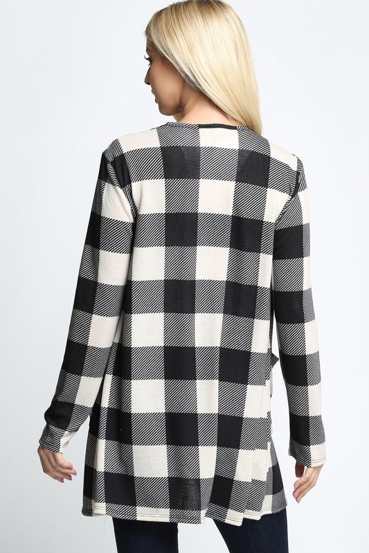 Black and white shop buffalo plaid cardigan