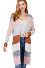 Load image into Gallery viewer, Color Block Long Cardigan