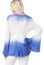 Load image into Gallery viewer, Dip-Dyed Flare Sleeve Top - Light Blue