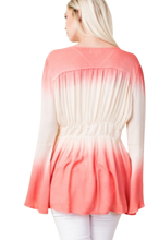 Load image into Gallery viewer, Dip-Dyed Flare Sleeve Top - Light Coral