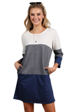 Load image into Gallery viewer, Color Block French Terry Dress - Navy