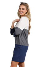 Load image into Gallery viewer, Color Block French Terry Dress - Navy