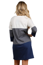 Load image into Gallery viewer, Color Block French Terry Dress - Navy