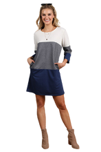 Load image into Gallery viewer, Color Block French Terry Dress - Navy