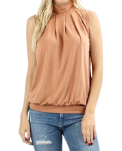 Load image into Gallery viewer, Sleeveless Mock Neck Ruched Top