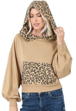 Load image into Gallery viewer, French Terry Reverse Leopard Hoodie
