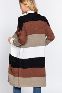 Color Block Long Cardigan