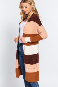 Color Block Long Cardigan