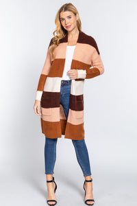 Color Block Long Cardigan