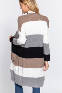 Color Block Long Cardigan