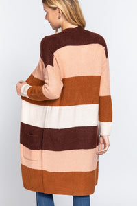 Color Block Long Cardigan