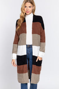 Color Block Long Cardigan