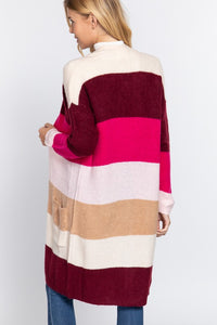 Color Block Long Cardigan