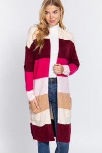 Color Block Long Cardigan