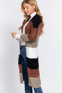 Color Block Long Cardigan