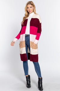 Color Block Long Cardigan