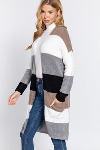 Color Block Long Cardigan