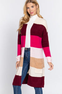 Color Block Long Cardigan