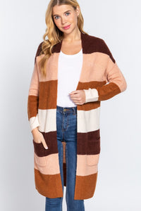 Color Block Long Cardigan