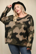 Load image into Gallery viewer, Curvy Camo Sweater