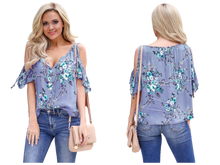Load image into Gallery viewer, Love Stitch Floral Cold Shoulder