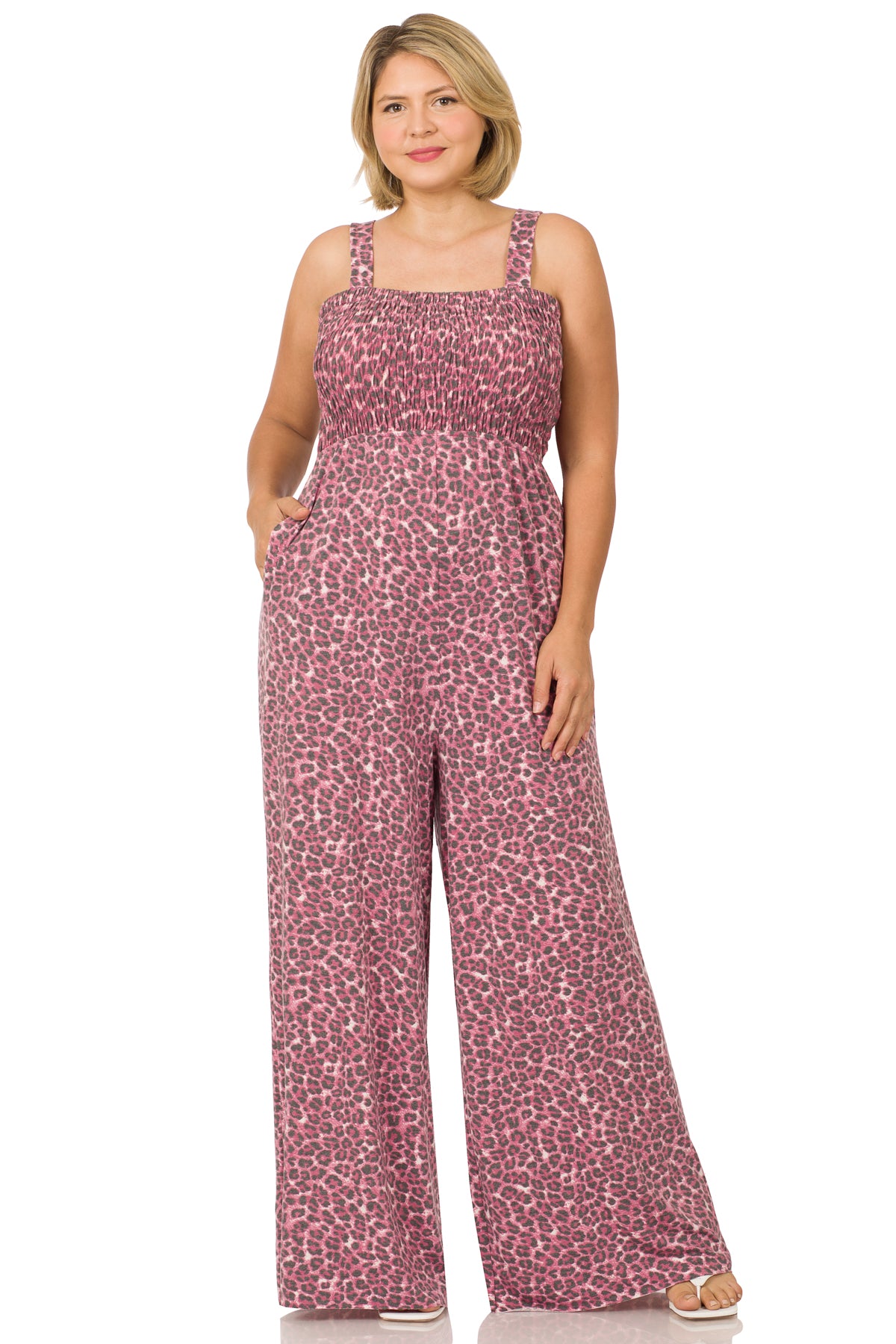 Smocked Wide-Leg Jumpsuit - Main Image