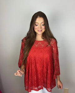 Veronica Lace Top - Red