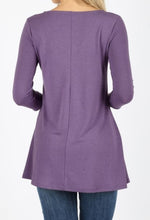 Load image into Gallery viewer, 3/4 Sleeve Triple Lattice Top - Lilac Grey PLUS