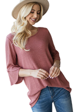 Load image into Gallery viewer, Ribbed Bell Sleeve Top - Mauve