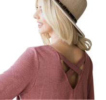 Load image into Gallery viewer, Ribbed Bell Sleeve Top - Mauve