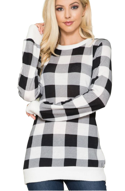 Black and white 2025 buffalo check sweater