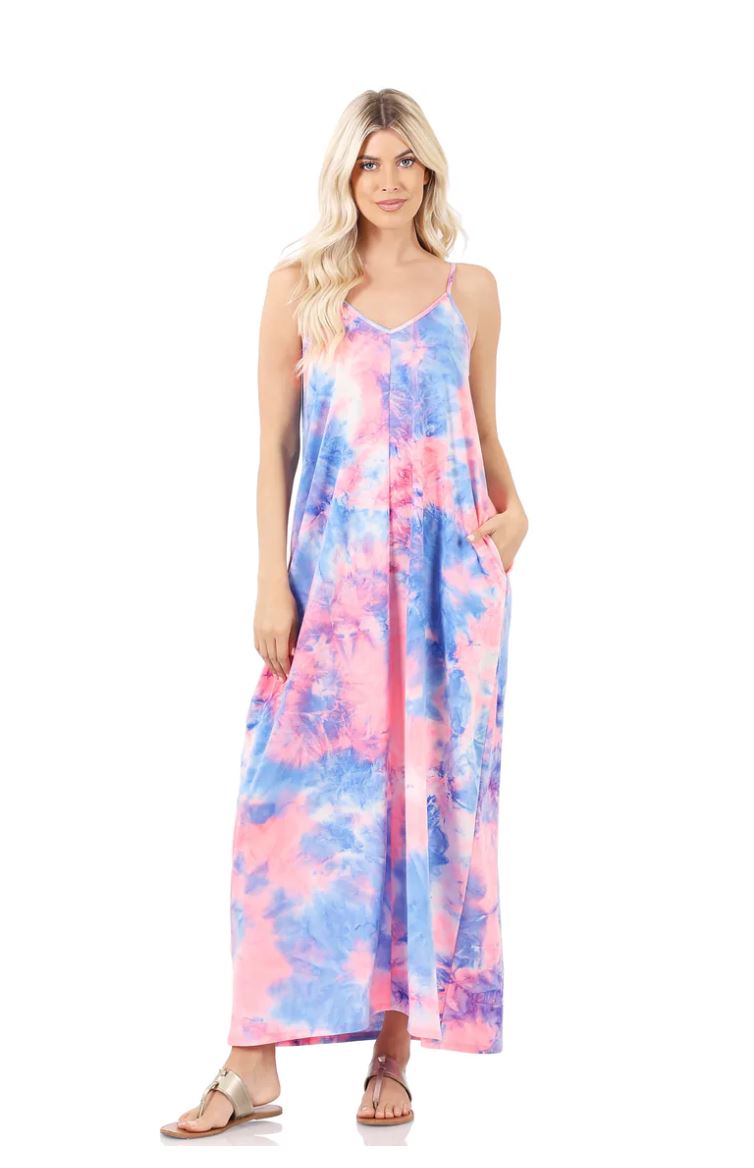 cotton candy tie dye dress Cotton Candy Tie Dye Cap Sleeve Dream Ruffle Dress