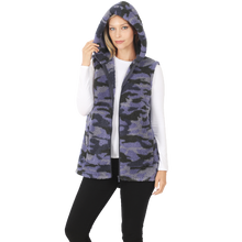 Load image into Gallery viewer, Camo Sherpa Hooded Vest