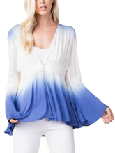 Load image into Gallery viewer, Dip-Dyed Flare Sleeve Top - Light Blue