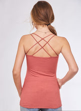Load image into Gallery viewer, Crossed Back Padded Tank/Cami - Red Coral