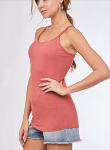 Crossed Back Padded Tank/Cami - Red Coral