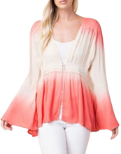 Load image into Gallery viewer, Dip-Dyed Flare Sleeve Top - Light Coral