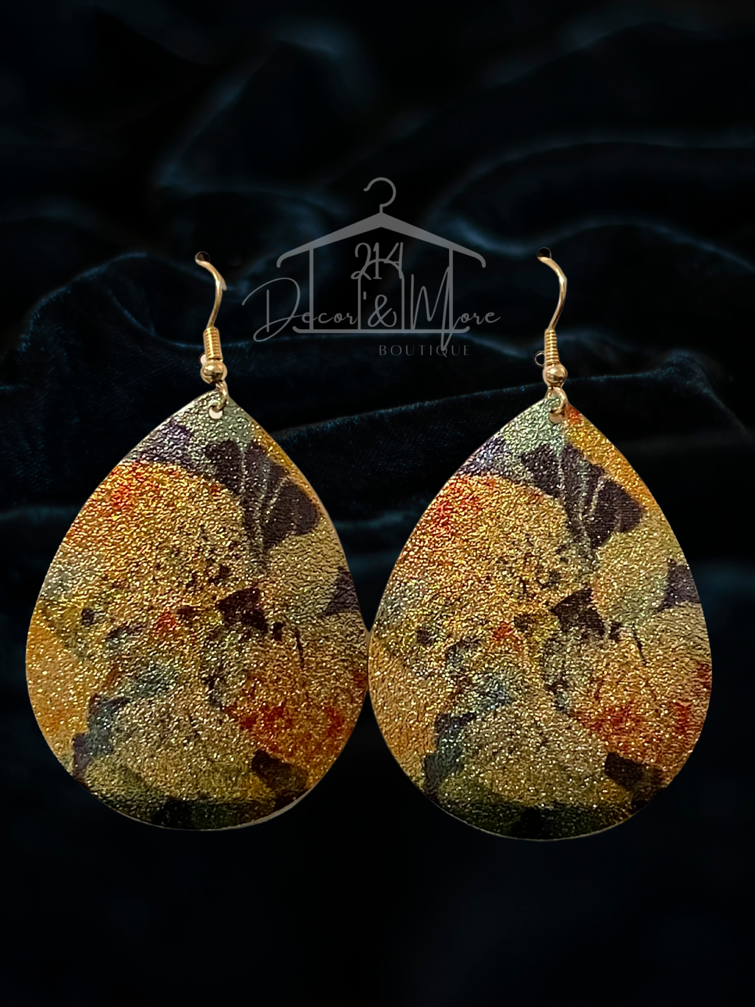 Blue & Gold Floral Teardrop ER