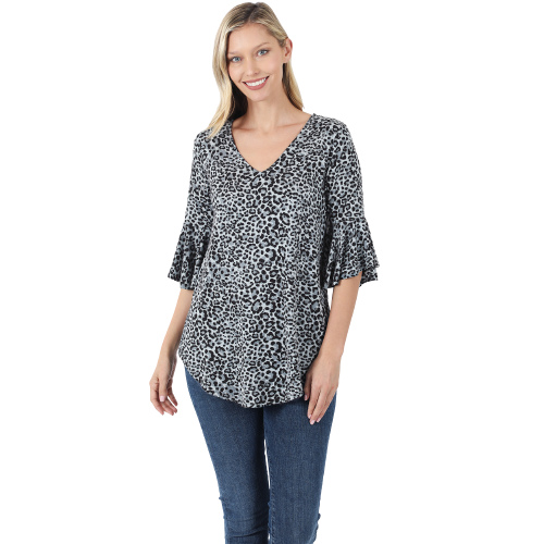 Waterfall Sleeve Top - Grey