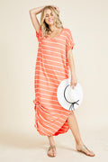Coral Stripe Maxi Dress