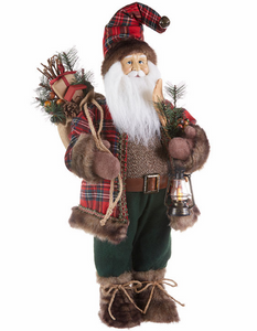 24" Classic Santa w/ Lit Lantern