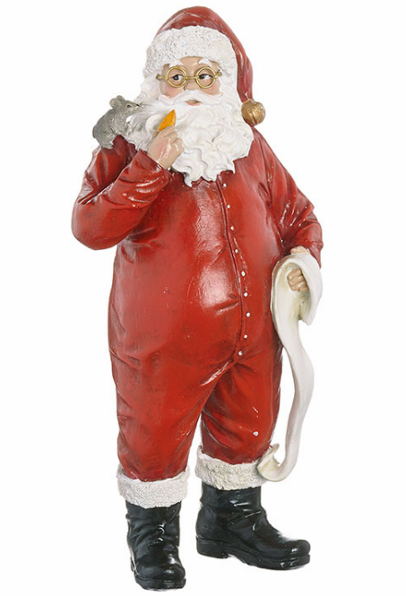11.5" Santa w/ Mouse (stone powder)