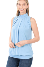 Load image into Gallery viewer, Sleeveless Mock Neck Ruched Top