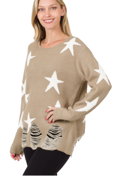 Distressed Star Sweater