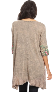 Mineral Embroidered Sleeve Tunic - Cappucino