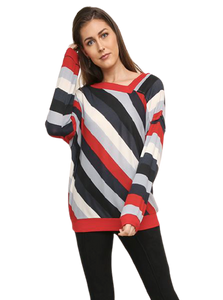 Striped Asymetrical Sweater Top