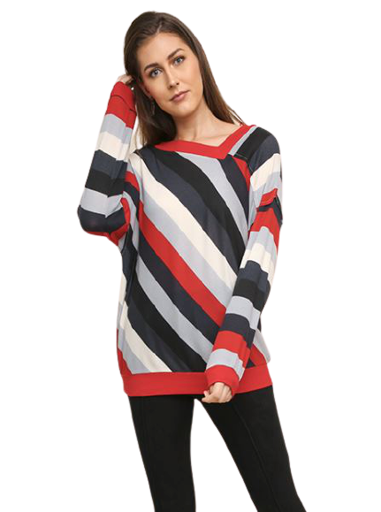 Striped Asymetrical Sweater Top