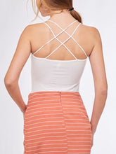 Load image into Gallery viewer, Crossed Back Padded Tank/Cami - White